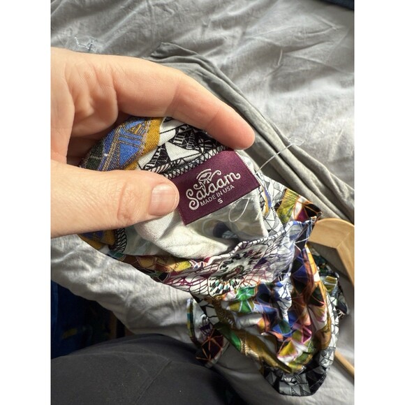 Salaam Skirt XS A-Line Mini Jersey Knit Stretch Geometric Multicolor Stretch - Picture 3 of 7